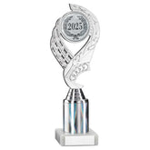 SILVER 'OLYMPIC' HOLDER ASSEMBLED ON MARBLE (2" CEN/2" TUBE) - 9in